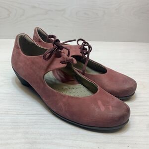 Ecco Sculptured Mary Jane Pumps Women's Size 10 Red Heel Comfort Casual Lace Up